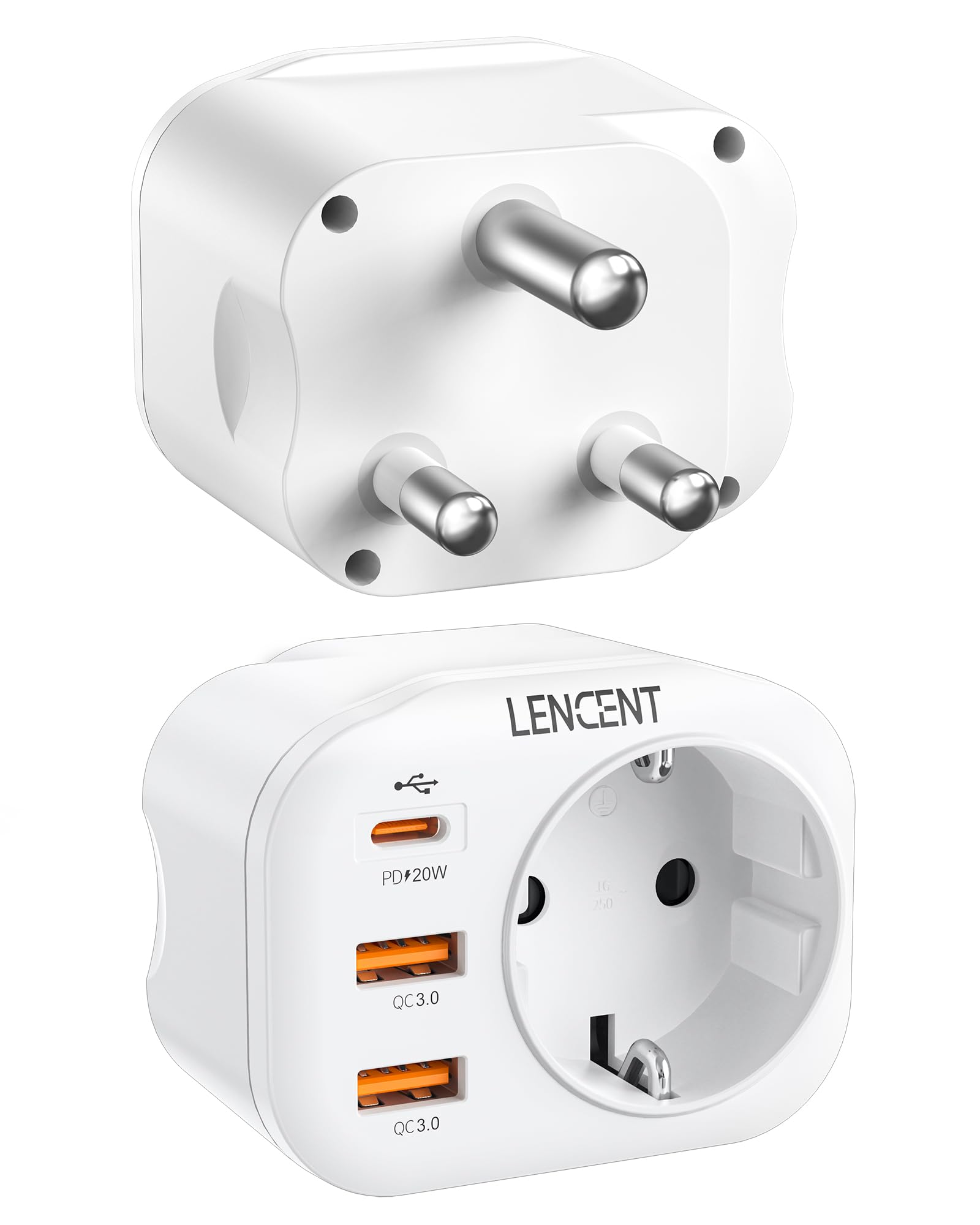 LENCENT Reiseadapter Südafrika Adapter Namibia Deutschland Stecker Typ M (Packung mit 6)
