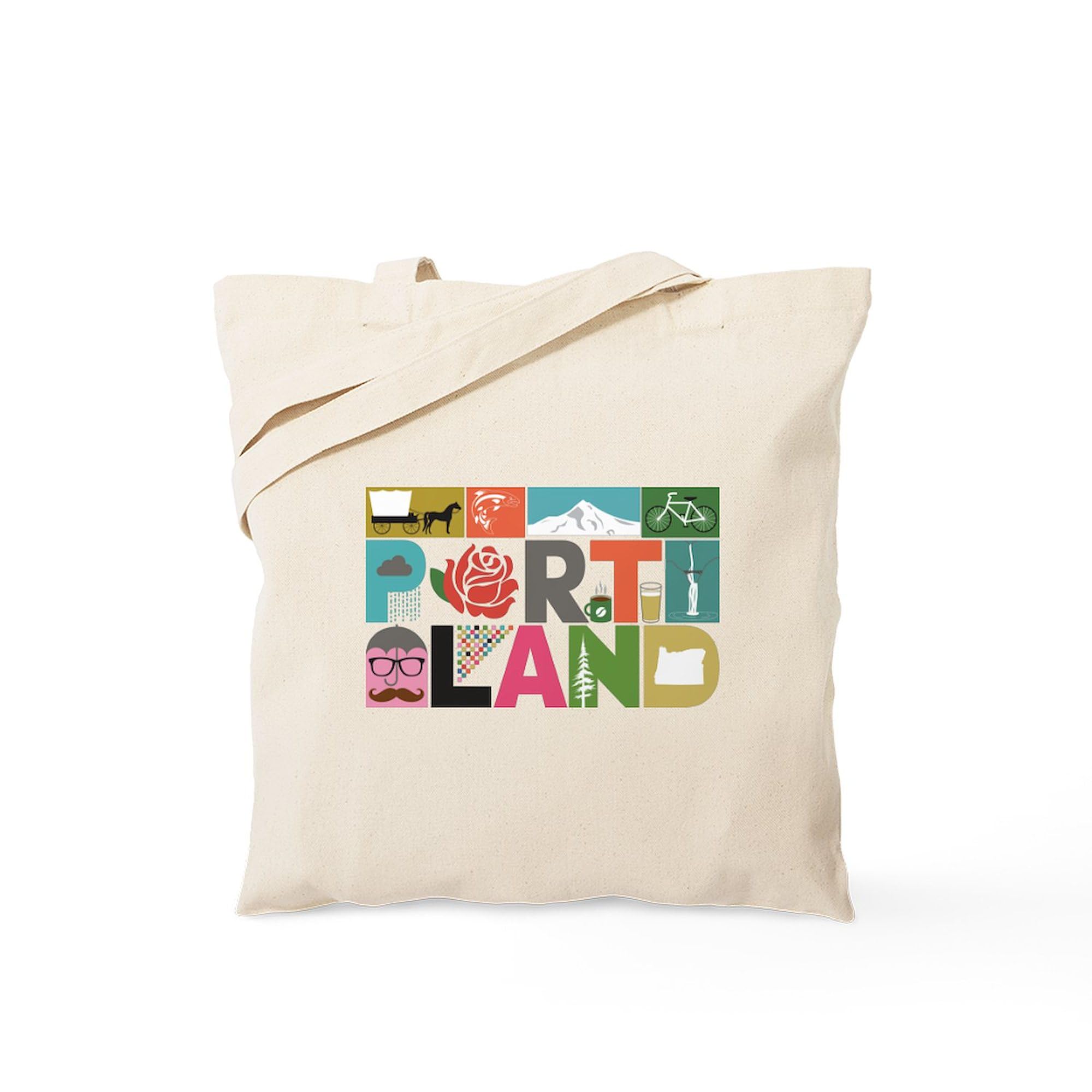 CafePress Unique Portland Block By Block Tote Bag Natural Canvas Tote Bag, Reusable Shopping Bag