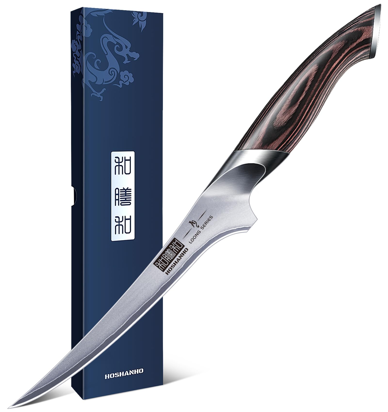 HOSHANHO Fillet Knife 7 Inch, Super Sharp Boning Knife in High Carbon Stainless Steel, Professional Japanese Fish Knives for Meat Poultry Cutting