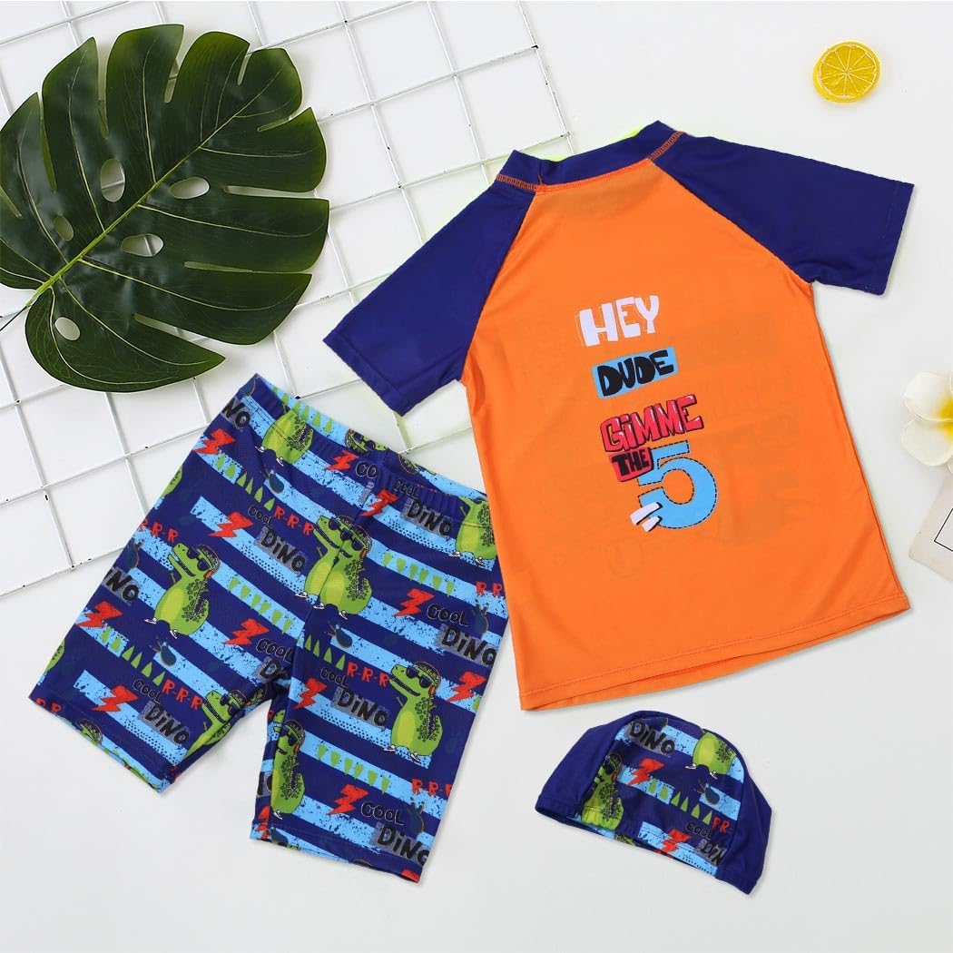 Toddler Dinosaur Swimsuit Boy Quick Dry Shark Boys Swim Set Summer Beach Baby Rash Guard Bathing Suit Swimwear for Kids 3-8Y