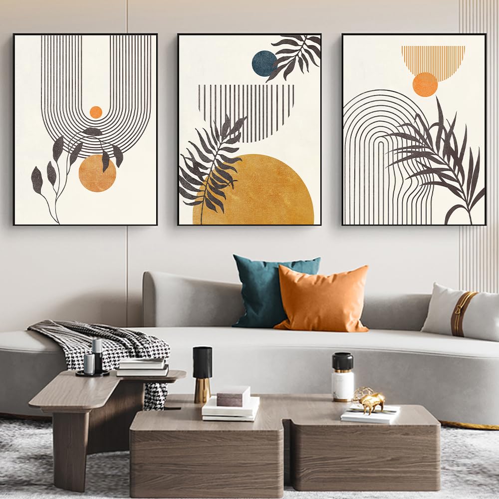 WBYZAC Botanical Posters-Vintage Boho Posters Abstract Line Geometry Botanical Leaf Canvas Paintings Wall Pictures for Kitchen Bedroom Home Decor Artwork-60 * 70cm*3PCS (No Frame)