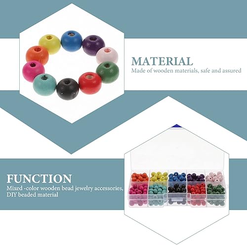 Miniatura 8 de SEWACC 1 caja de cuentas sueltas de madera con agujero redondo, cuentas espaciadoras de madera, manualidades, suministros de fabricación de joyas