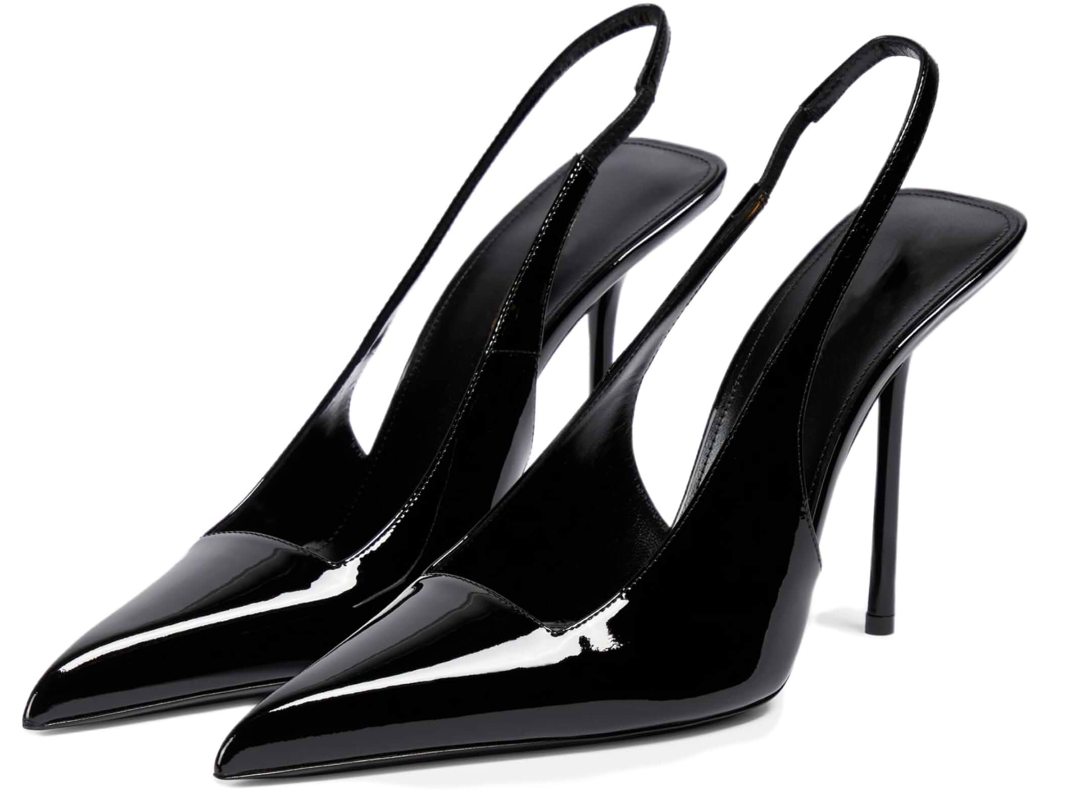 Slingback Heels for Women Pointed Toe Stiletto High Heels Stretch Slip on Backless Patent Leather Fashion Comfortable Dress Pumps Shoes