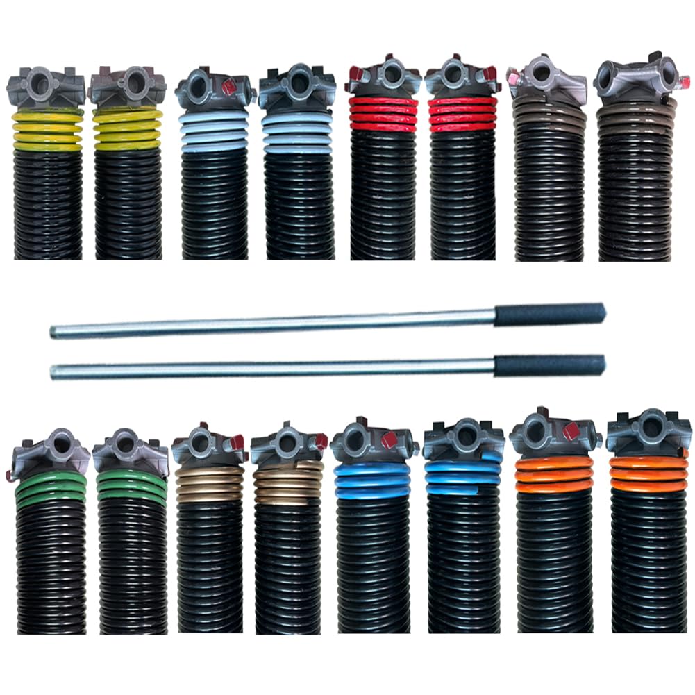 Pair of 2" Garage Door Torsion Springs with Non-Slip Winding Bars, Quality Precision Electrophoresis Black Coated, Minium Life 18,000 Cycles (.273 x 2 x 36)