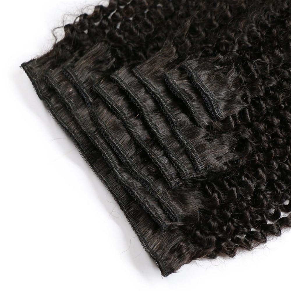 Doczepiane włosy Deep Wave dla kobiet, 8 sztuk, podwójne pasmo, falowane, kręcone włosy remy, grube do końcówek, z 18 niewidocznymi klipsami, 45 cm, 100 g