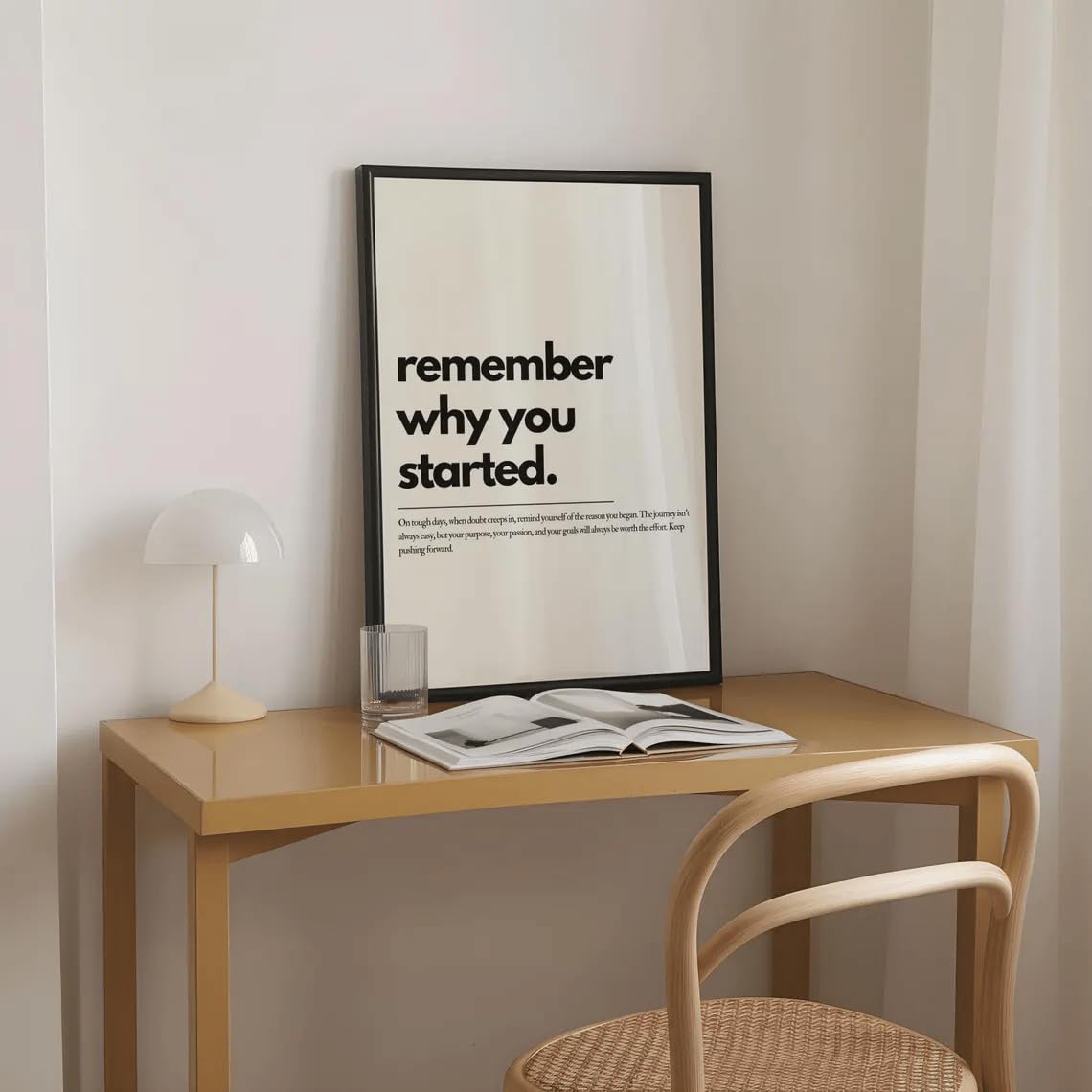 GLWDMH 1 pezzo 20 x 30 cm Remember Why You Started Motivational Quote Dipinto su tela, poster artistico da parete e stampa, immagine da parete per soggiorno, camera da letto, sala da pranzo (con