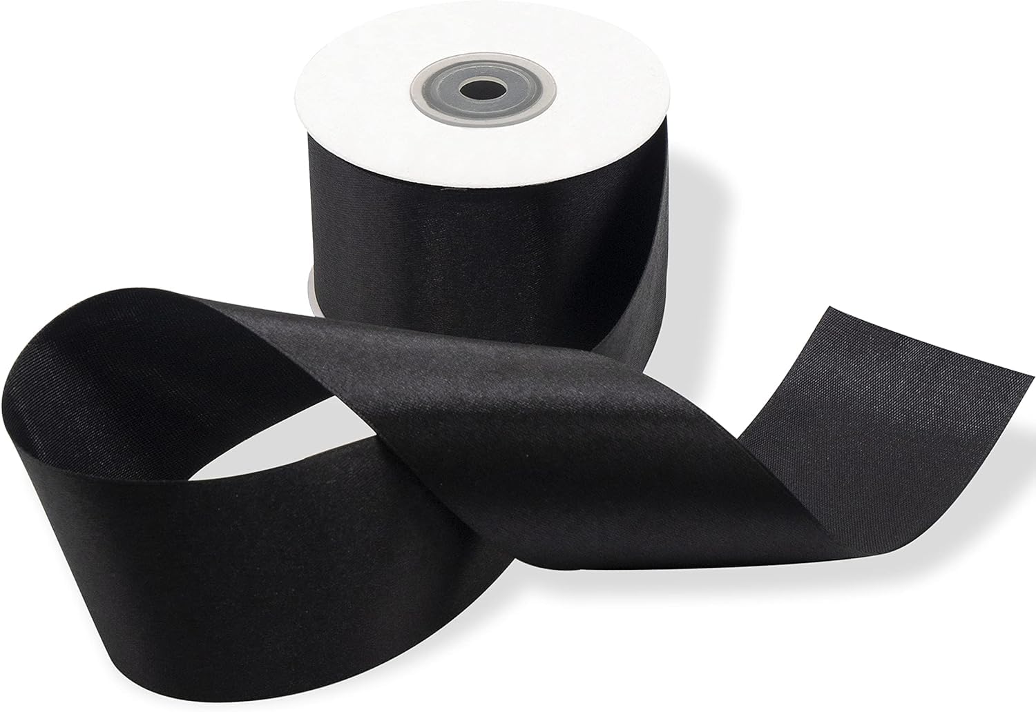 Nastro Rotolo da 50 mm in Doppio Raso Nero Bobina da 25 metri Nastrino Spessore 5 cm per Matrimonio Battesimo Natale Capodanno Idea Regalo Bomboniera