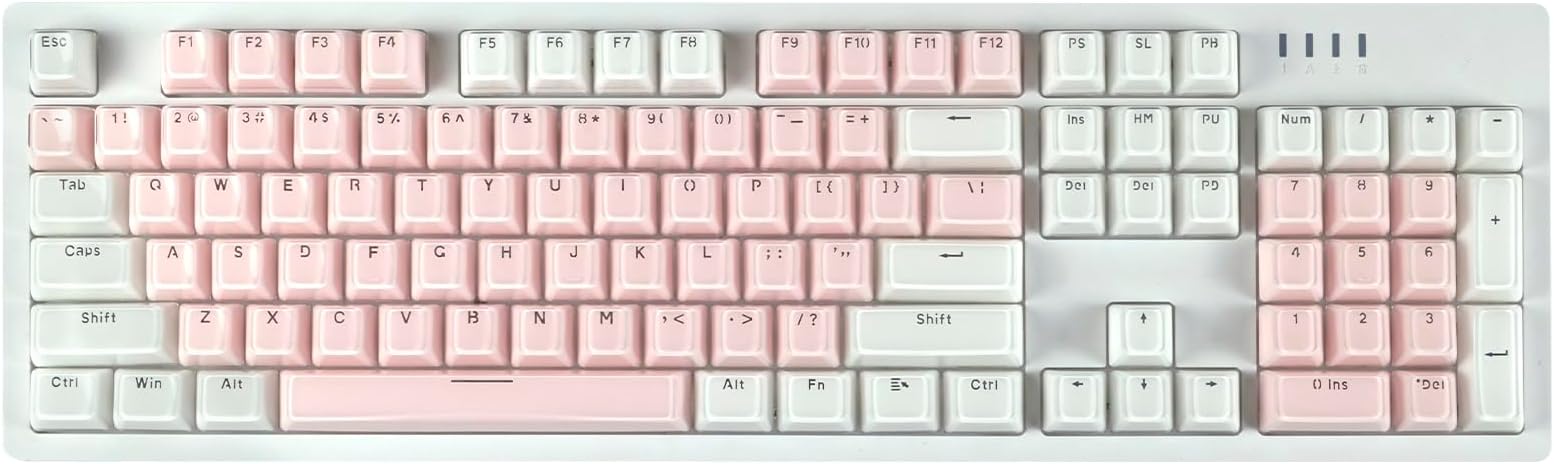 Crystal Keycaps,Ice Crystal Keycap,Cherry Profile RGB Backlit Keycaps Set for Mechanical Keyboards，Standard ANSI/ISO Layout(Pink-White)