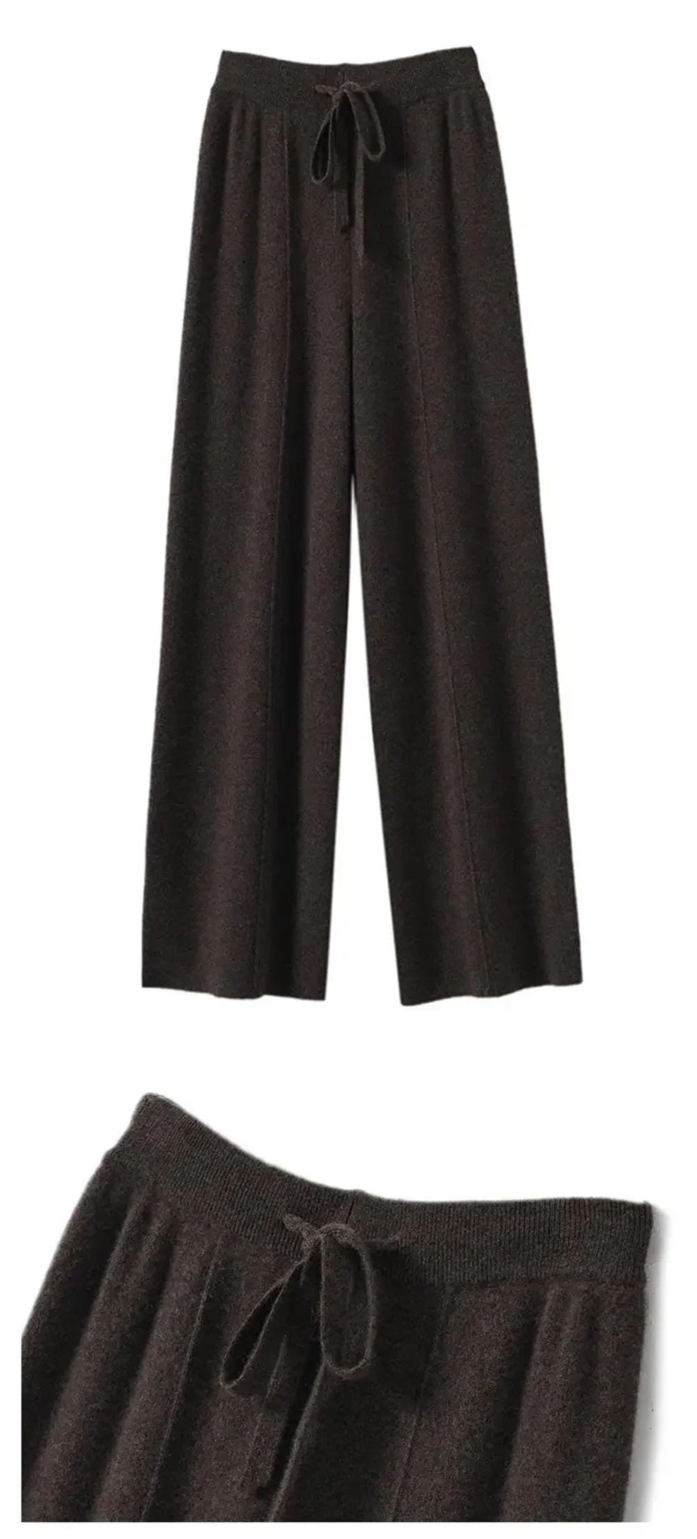 Pantaloni casual da donna lavorati a maglia ad alta resistenza a vita alta con coulisse slim fit gamba larga pantaloni a lunghezza intera