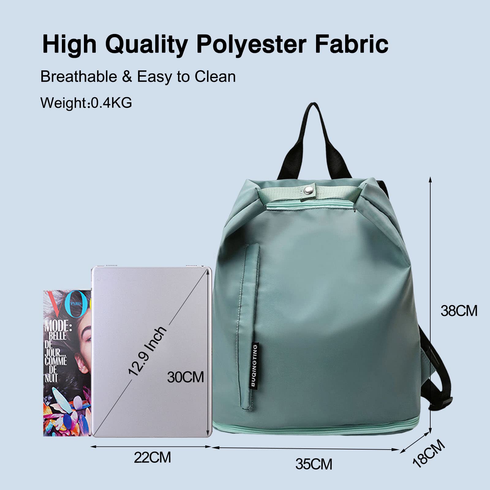 FANDARE Mochila de Gimnasio Bolsa de Viaje Bolsa Deportivas de Gimnasio Hombre Mujer Bolsa de Fin de Semana Bolso Senderismo con Bolsillo de separación húmedo y seco y Zapato Compartimento