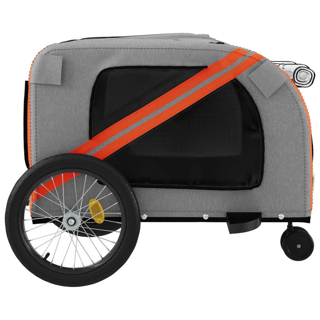 Remolque de bicicleta para perros y gatos negro gris de tela Oxford y hierro, capacidad de carga, plegable, con ventilación, ventana de visión, elementos reflectantes y bandera