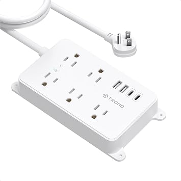 TROND Power Strip with USB, 10ft Extension Cord, 1300J, ETL Listed
