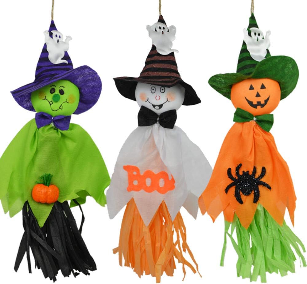 CHBOP 3 Pack Halloween Decorations Ghosts Doll Pendants,Decorative Elements of Pumpkins, Ghosts and Spiders,for Home,Bars,KTV,Supermarket Decorations
