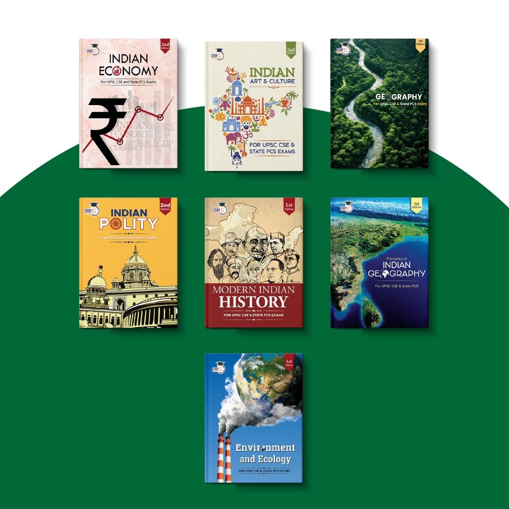 Environment + History + Polity + Economy + Art & Culture + Principles & Fundamentals Of Indian Geography Set of 7 Books | UPSC, CSE, State Administrative Exams By Study IQ 2026
