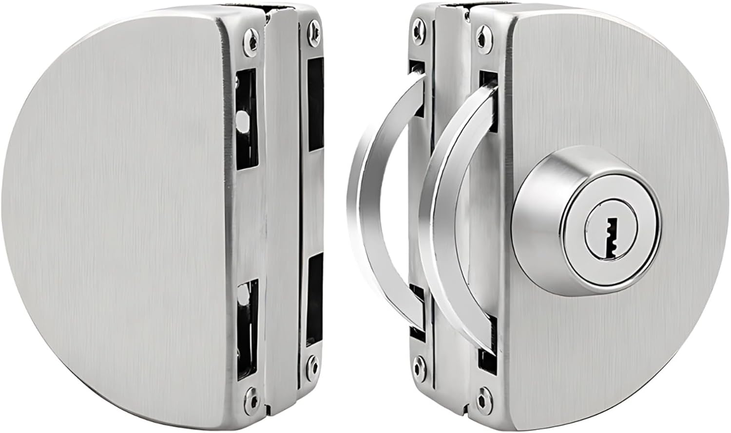 Secure Sliding Glass Door Lock, Stainless Steel Lock for Frameless Doors, Fits 0.4-0.6 in / 10-14 Mm Glass