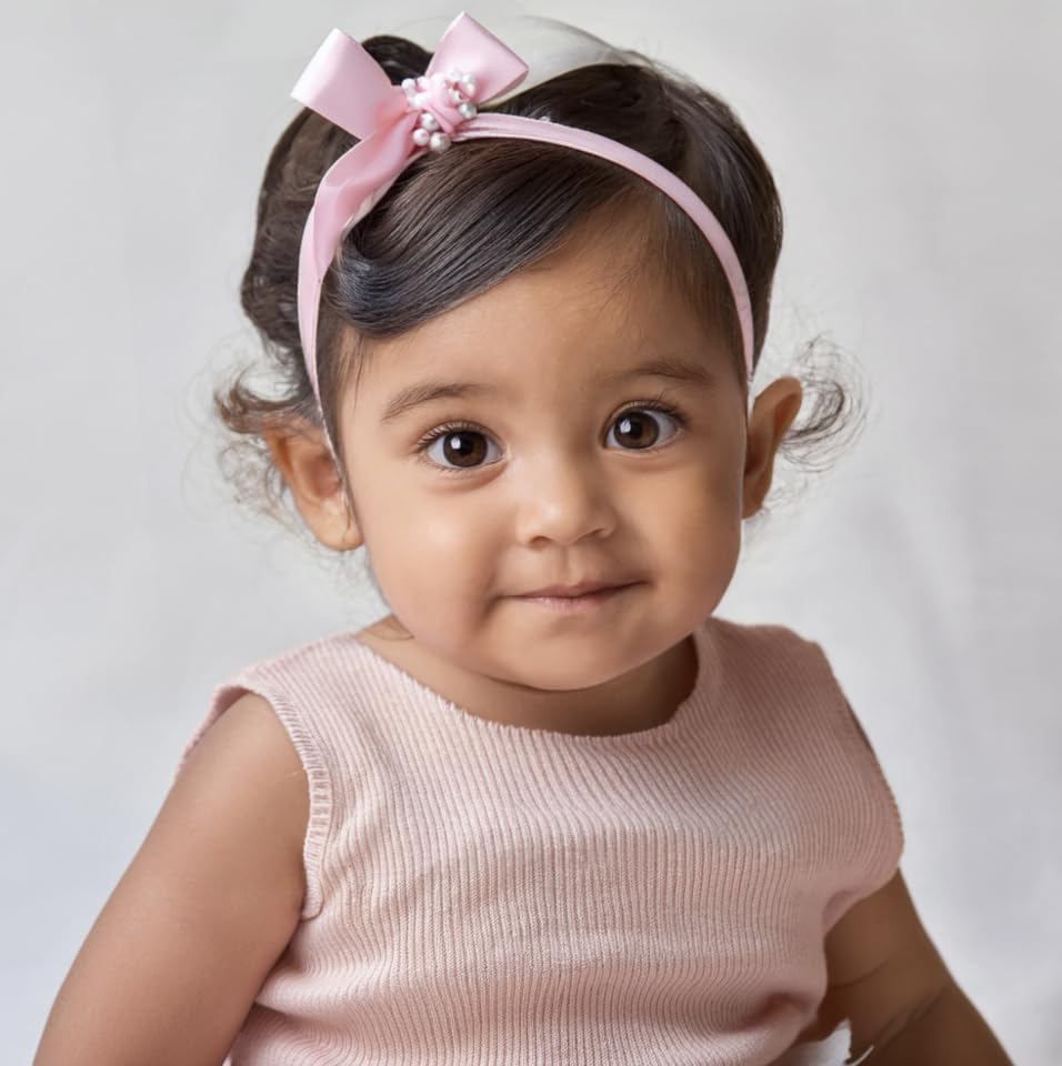 Hand Made Baby Hair Clips, Differnt Style with Adjustable Band or Small Lightweight Pin, Good for All Age, for Wedding, Birthday Photos (Pink, heart hairpin 5 pics)