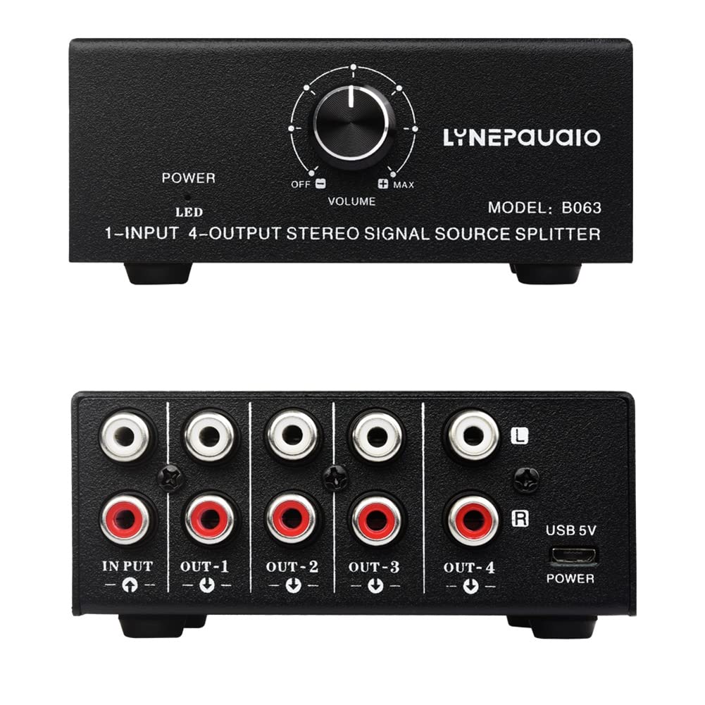 Separatore di sorgente segnale stereo 1 in 4 uscite audio RCA