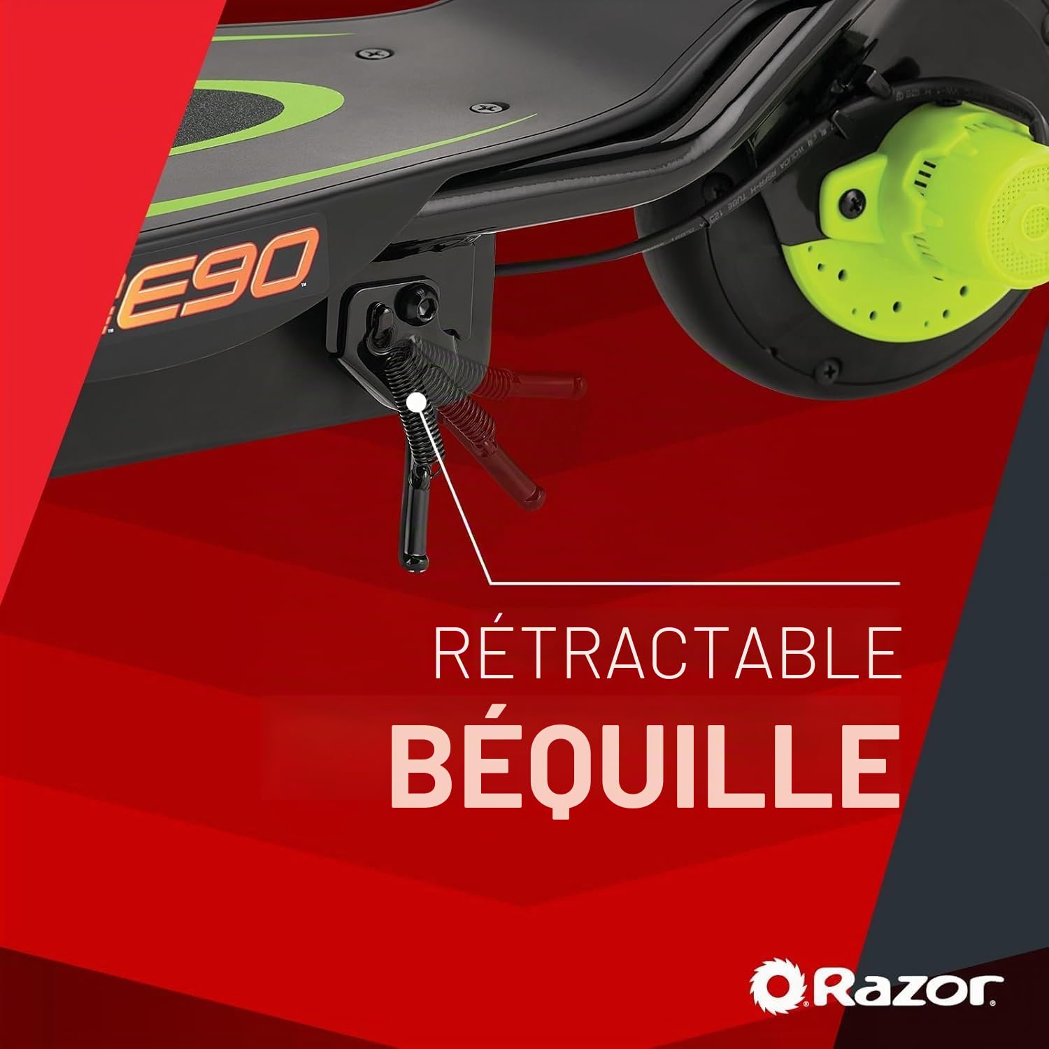 Scooter électrique Razor PowerCore E90 pour les enfants de 8 ans et plus avec une vitesse maximale de 10 mph et une autonomie de 60 minutes, jusqu'à 10 miles d'autonomie, batterie 12V