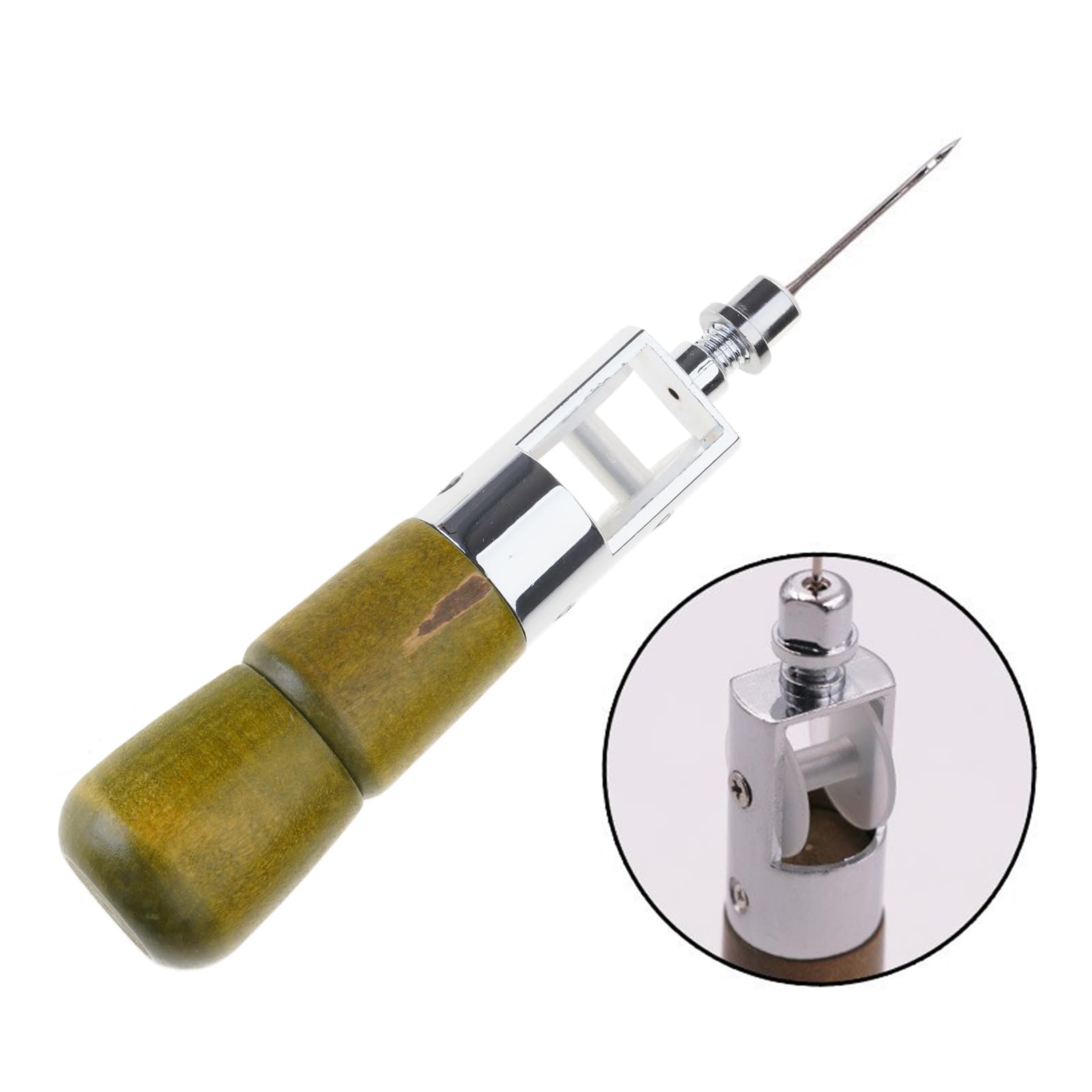 Holzgriff Nähahlen Leder Hand Stitcher Reparaturwerkzeug mit Nadelfaden Schraubendreher