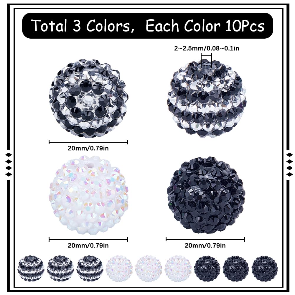 SUNNYCLUE Harz Perlen Set – 40 Stück, 10 Farben, 20 Mm, Mit Strass Für Schmuckherstellung