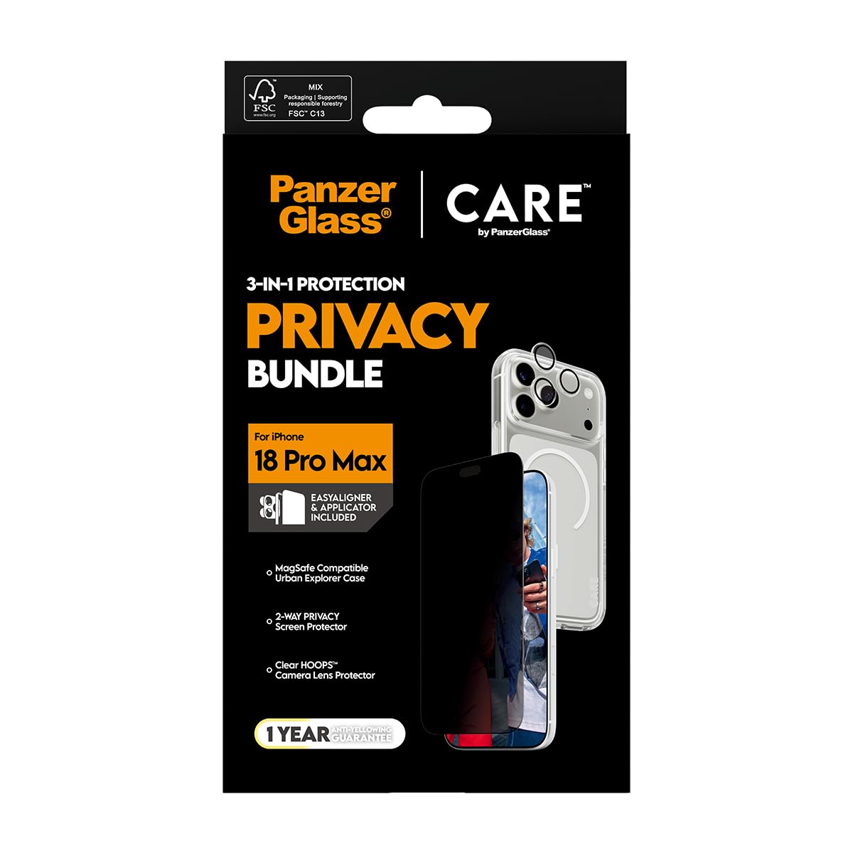 Panzer Glass | Care by PanzerGlass Privacy Flagship zestaw 3 w 1 iPhone 18 Pro Max