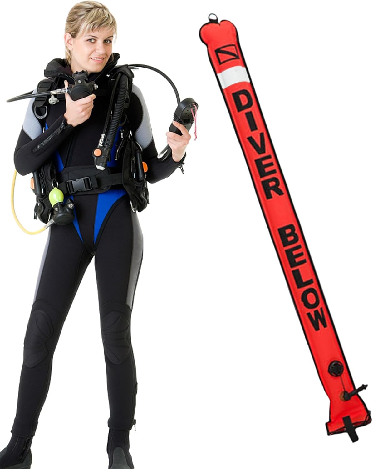 Dive Buoy, Diving Safety Gear, 210D Nylon Buoy with TPU Seal Coating, Durable Underwater Safety Float with High Visibility, Diving Accessory for Swimming and Snorkeling for Open Water