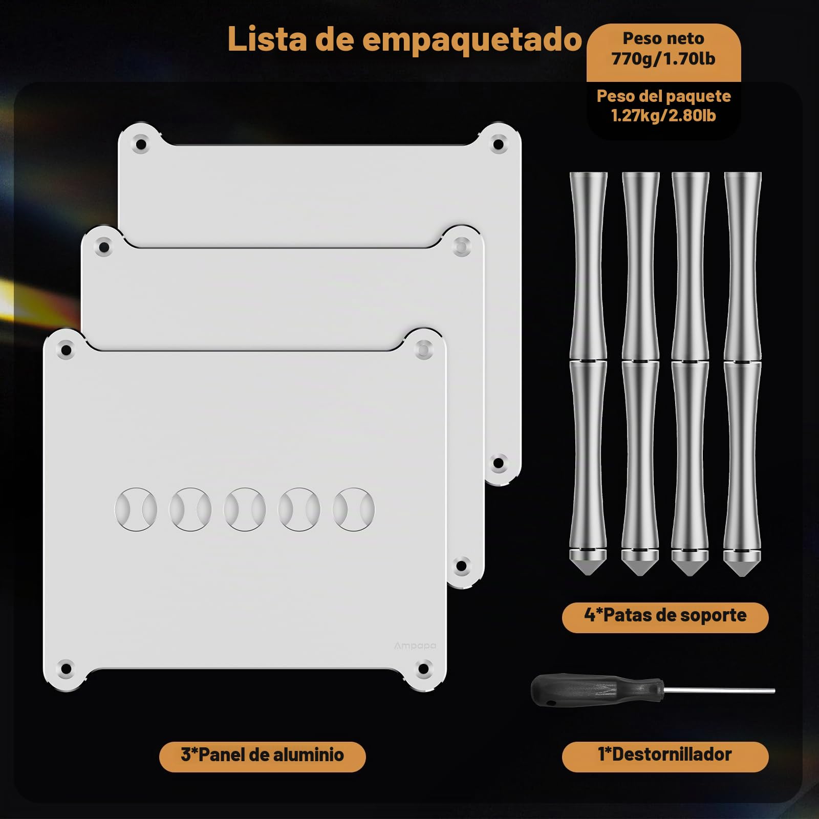 BK1 - Soporte de escritorio de aluminio para amplificador A1/D1/Q1, DAC