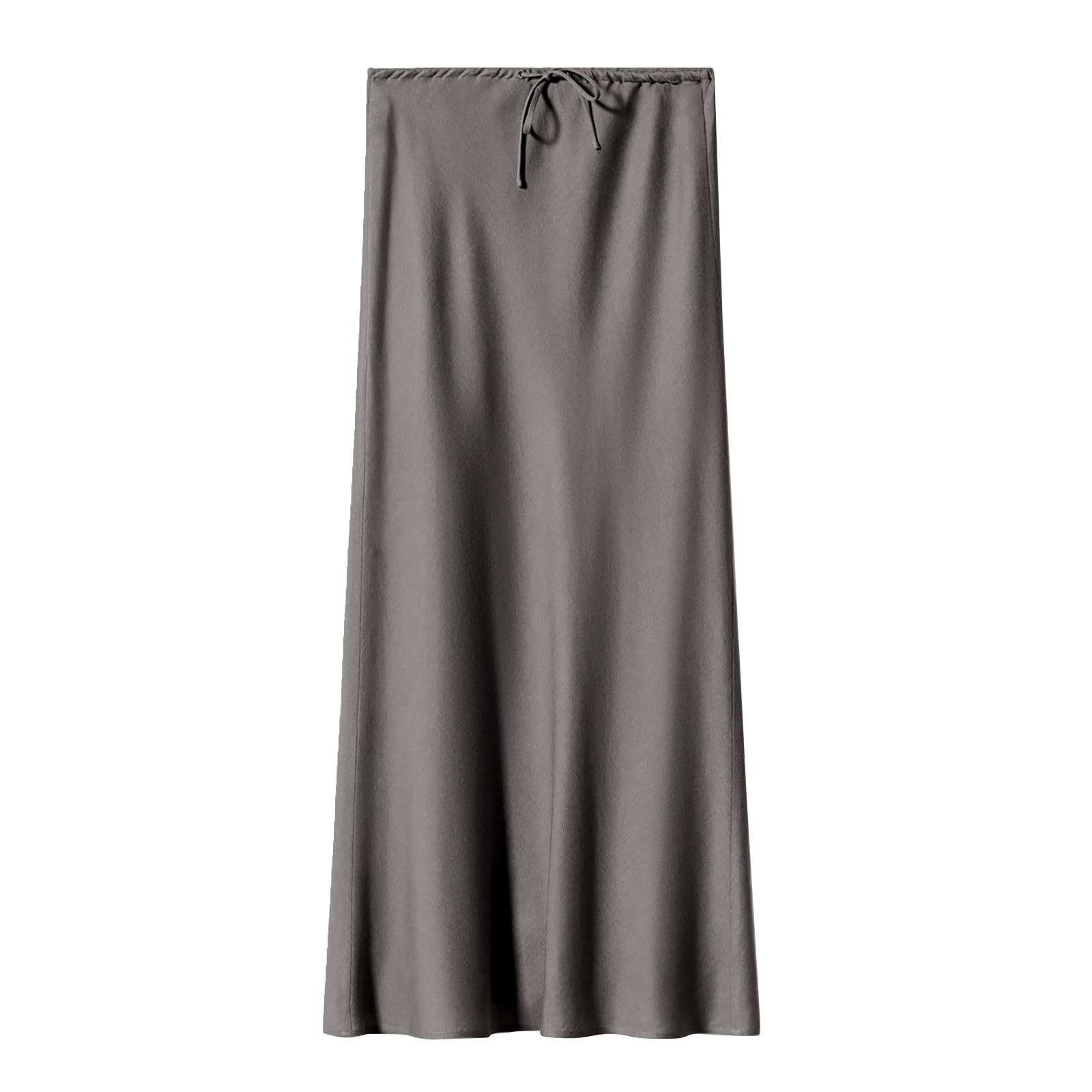 Jupe longue short simili cuir gris à cordon S - 8