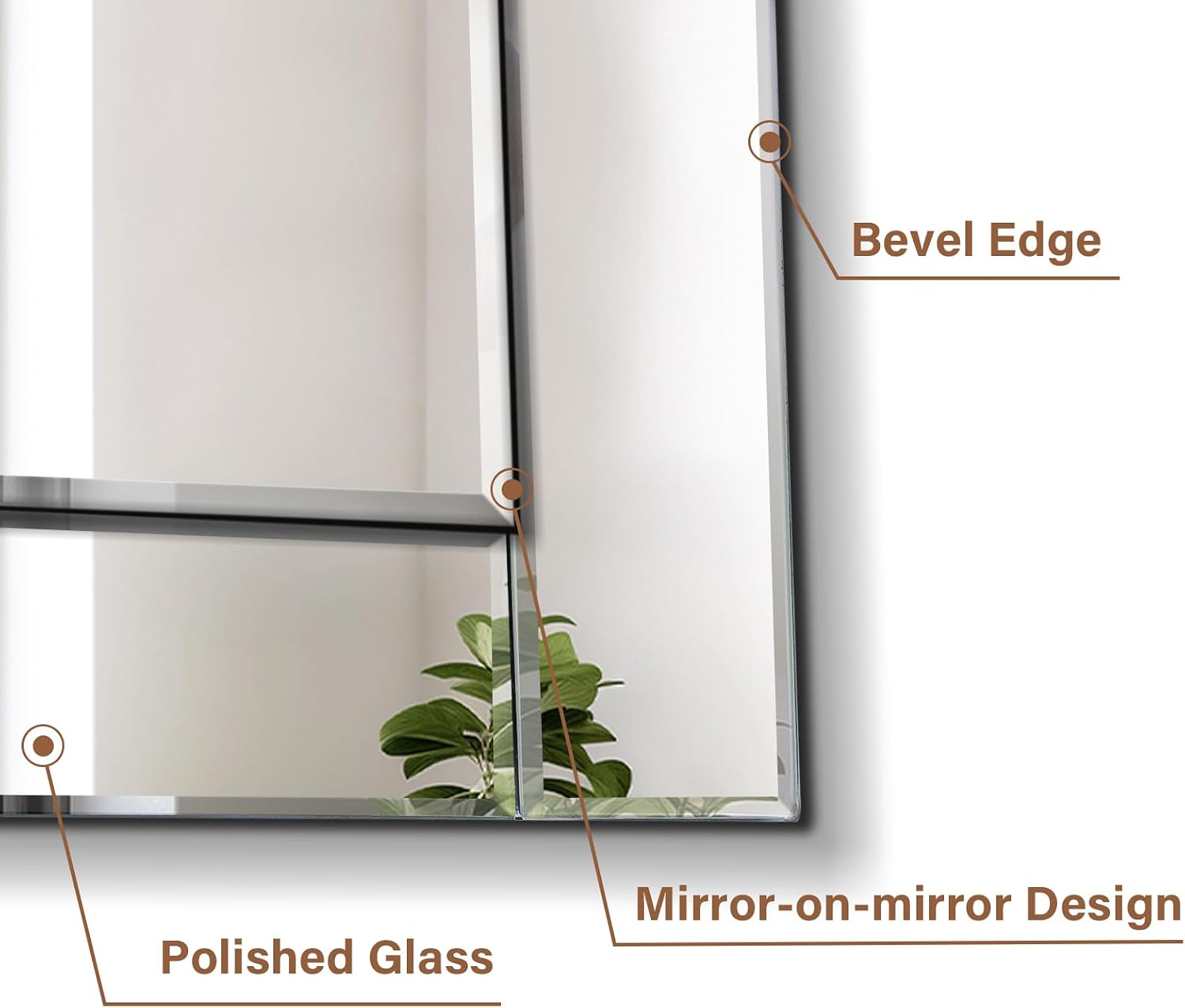 Pregaspor 24x32 Inch Rectangle Bathroom Vanity Mirror for Wall, Modern Mirror-on-Mirror Frameless Wall Mirrors with Beveled Edge, Silver Bathroom Mirrors for Over Sink