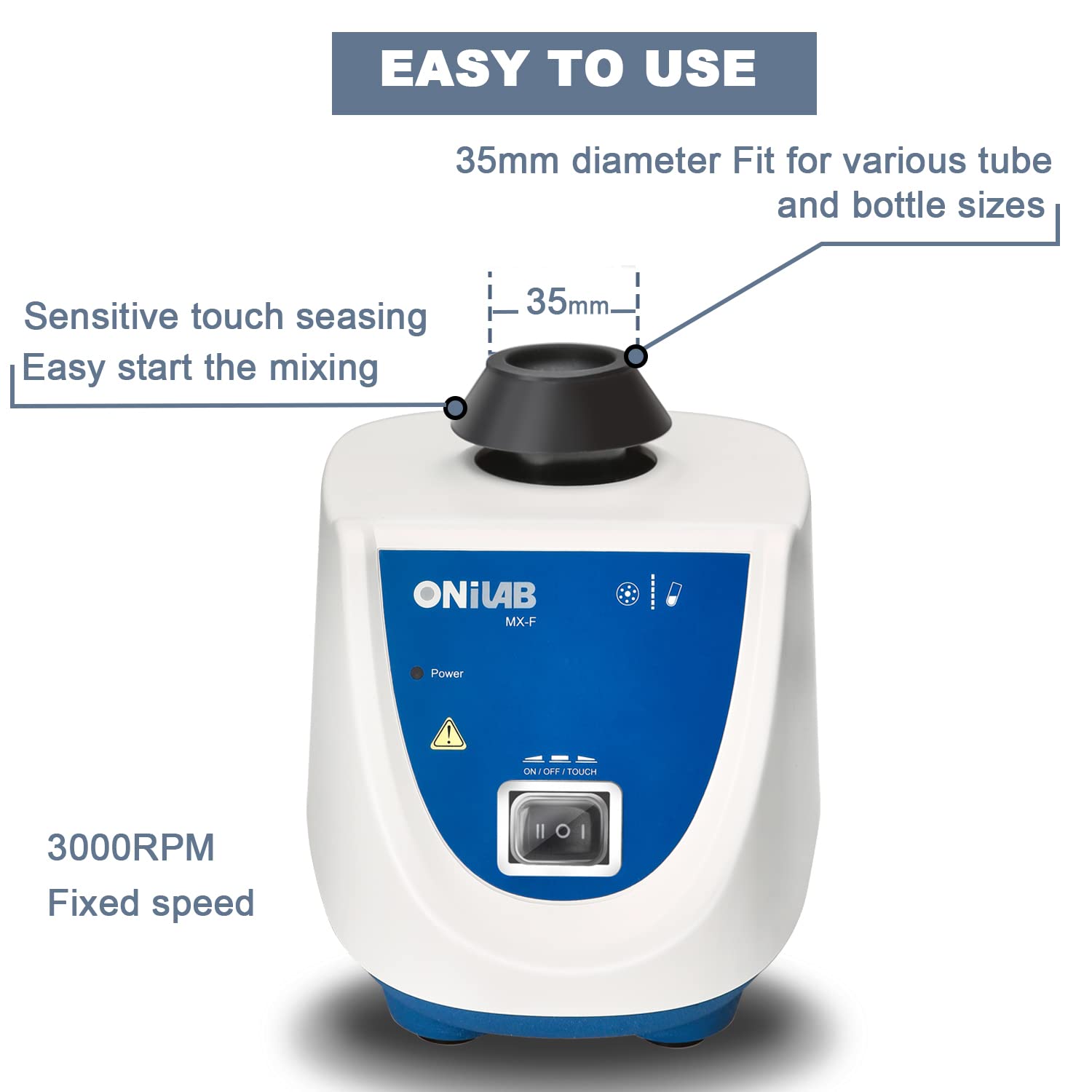 ONiLAB Mezclador Vortex de Laboratorio con Inicio Táctil y Modos Continuos, Mezclador Vortex de Laboratorio para Tubos,Esmalte de Uñas,Adhesivos para Pestañas y Pinturas de Hobby,3000 RPM