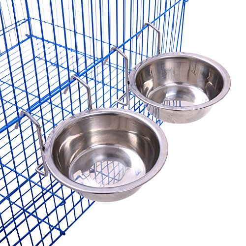 Image of QBLEEV Stainless Steel Birdcage Feeder Bowls for Hamster Cage, 150ml, 5 oz