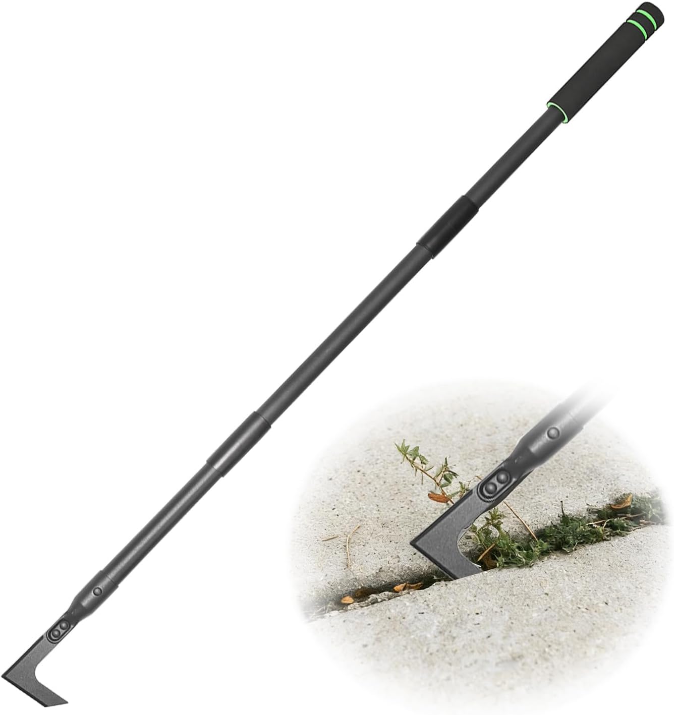 Pragmatist 43.7" Crack Weeder Long Handle Weed Puller Adjustable Weed Remover Durable Manual Crevice Weeding Tool for Sidewalk, Paver, Wall Gaps, Lawn Yard, Deck Boards