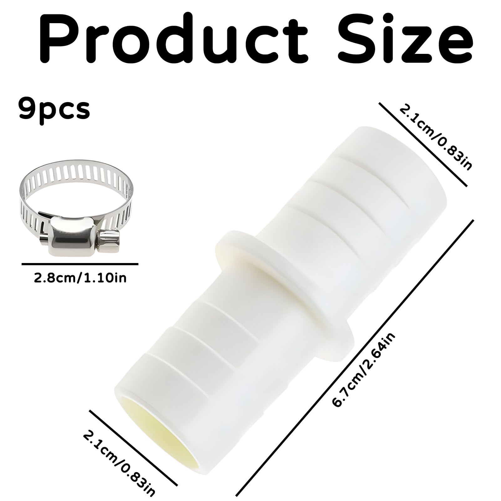 Washing Machine Waste Pipe Connector, Washing Machine Hose, 9-Piece Kit with 3 Pipes and 6 Accessories - Image 2