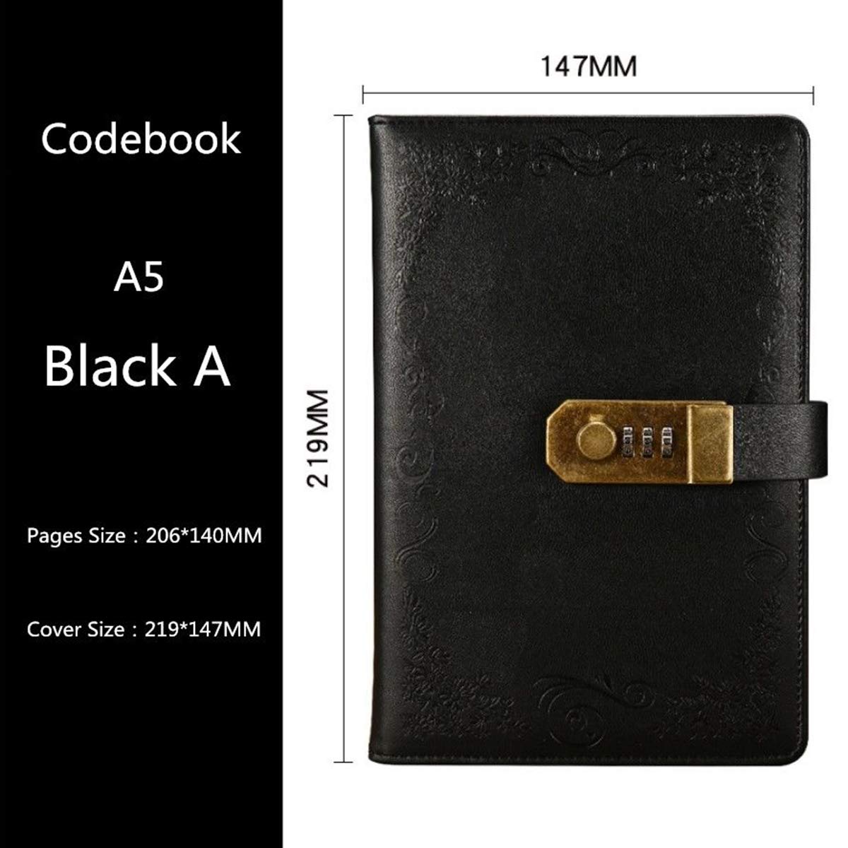 VIDOO Vintage Journal Blank Diary Notebook PU Cuir avec Pas De Passe De Passe Lock Bureau École Papeterie Fournitures Cadeaux - Rose