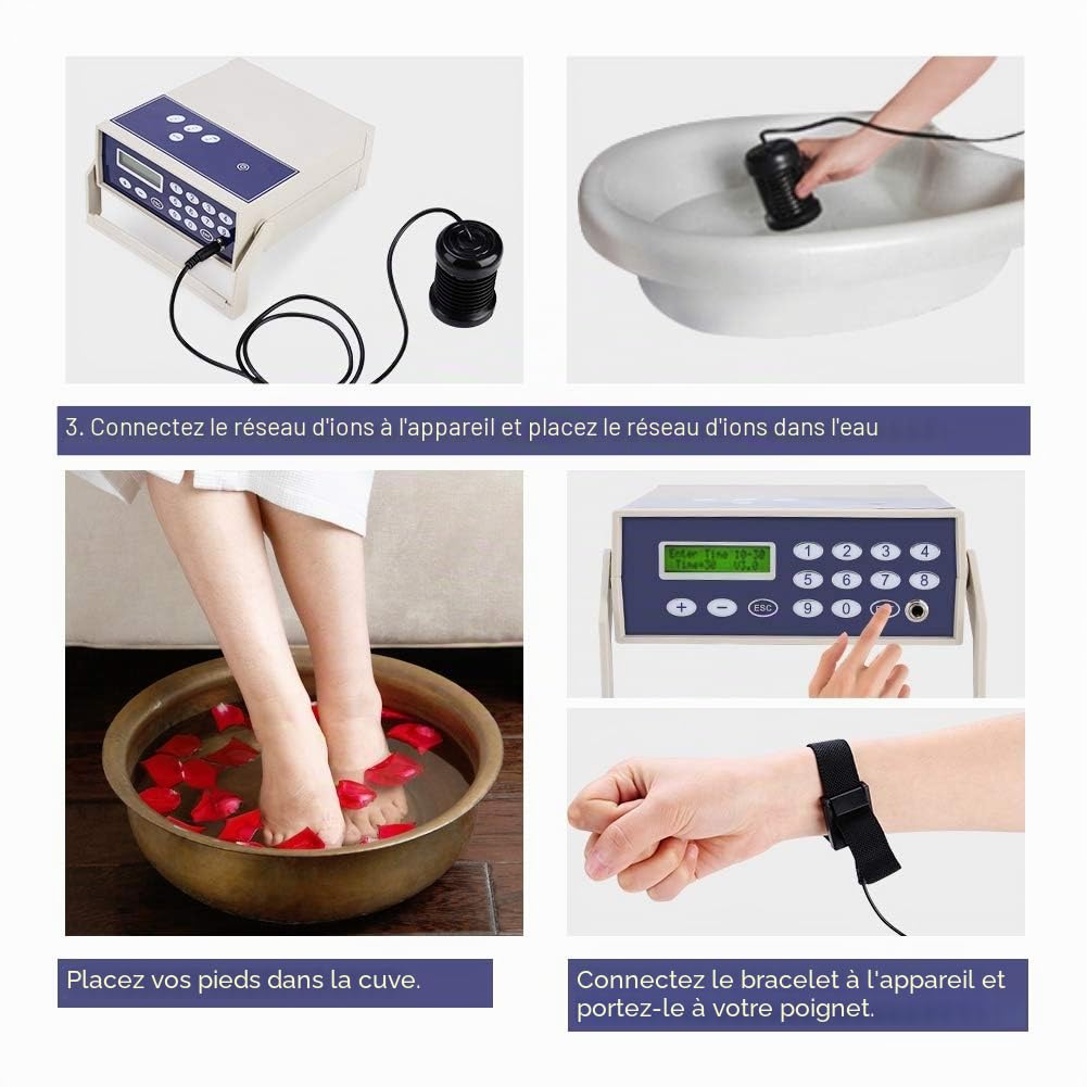 Ion Detox Foot Spa Machine de Détoxication Ionique Portable Confortable Machine à Double Détoxification pour Bains de Pieds Pour améliorer la circulation sanguine(110V-220V Norme européenne)