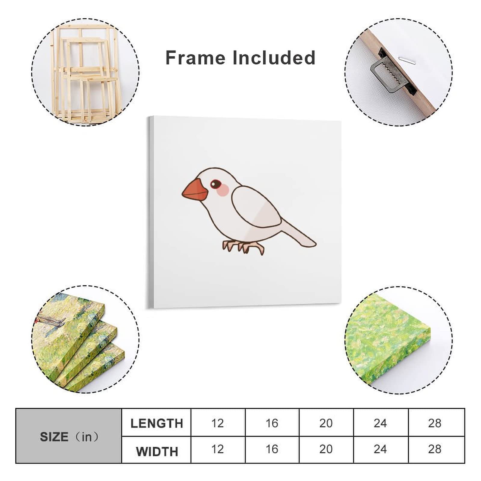 Amazon.co.jp: アートパネル 白文鳥 ブンチョウ 正方形 キャンバス絵画