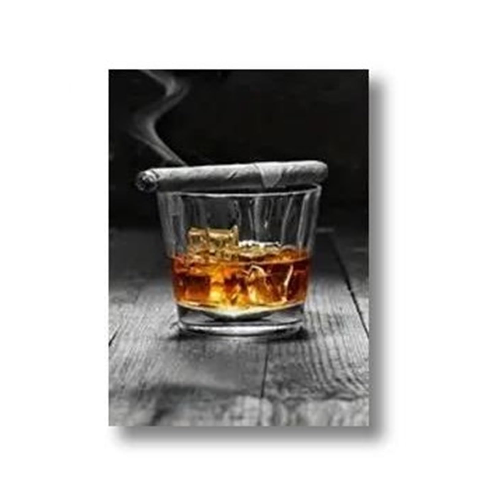 Affiche en toile de cigare et whisky pour un salon moderne chic