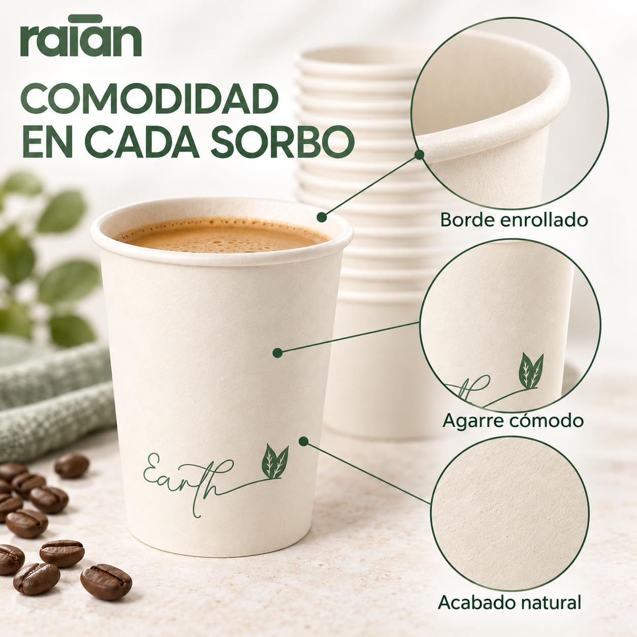 raian Jednorazowe tekturowe kubki do kawy 210 ml do Cappuccino 1000 szt