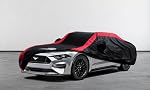 Mustang Car Cover Waterproof All Weather with Red Strip Design, Custom Fit for Ford Mustang 1994–2025, Mustang Accessory with Door Zipper & Windproof Straps