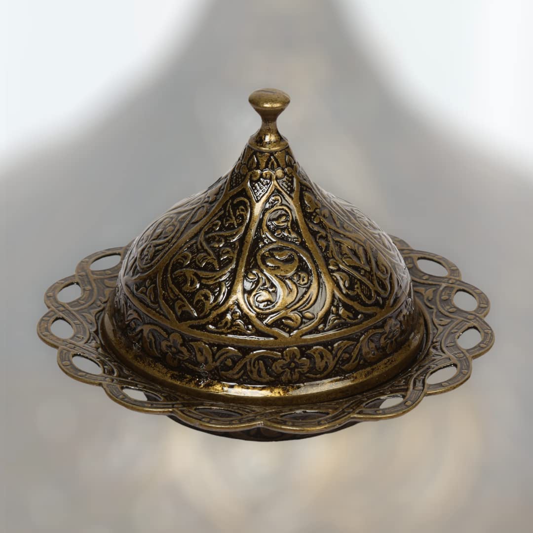 Alisveristime Kubbeli Osmanlı Tasarımlı Şekerlik – Kapaklı Metal Şeker, Çikolata ve Lokum Kabı – Kahve Sunumları İçin Dekoratif Şekerlik (Antik Yeşil)