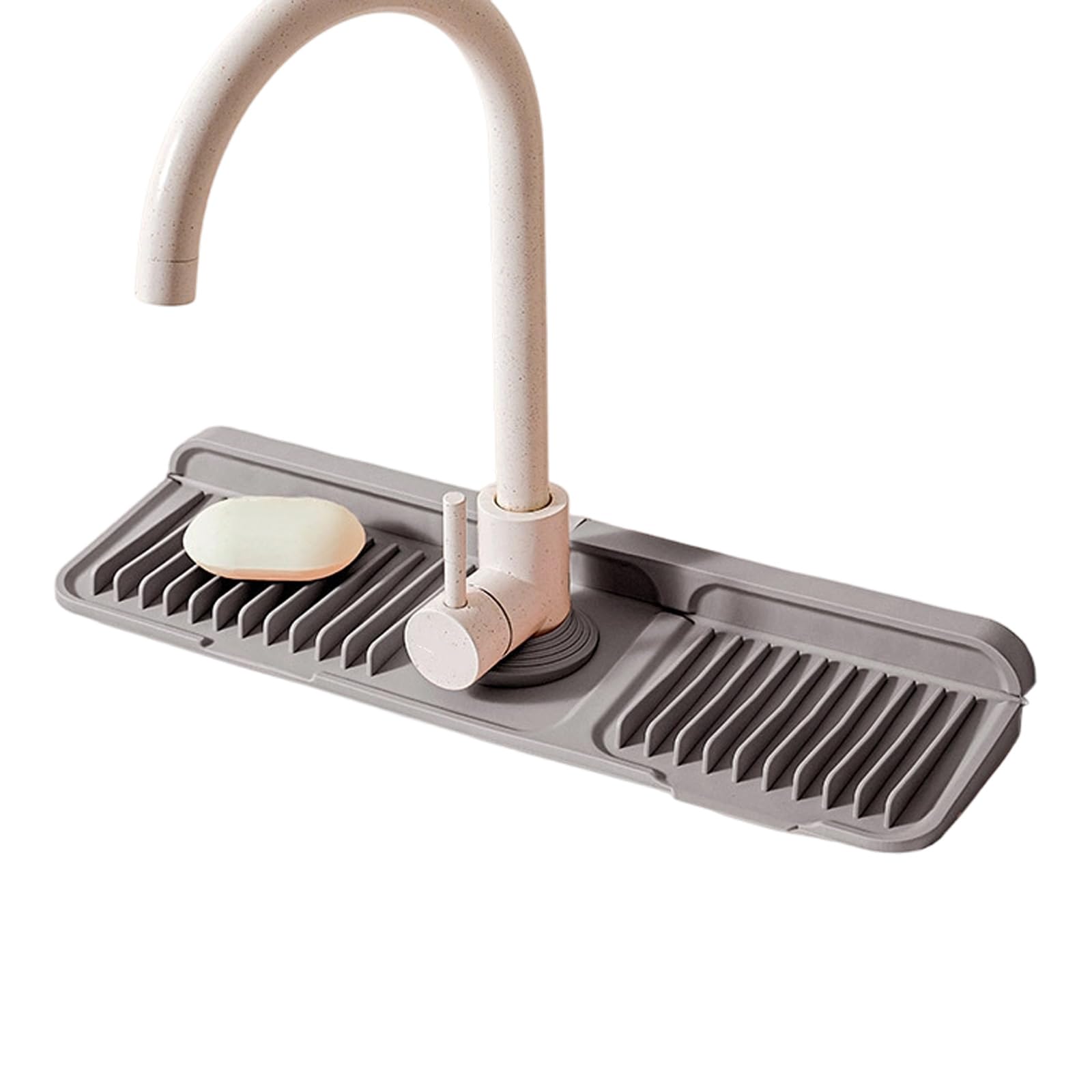 ZEPFJHE 45cm Silicone Faucet Drip Pad Featuring 7 Degree Angled Structure for Fast Water Removal and Splash Adjustable Faucet Base Mat