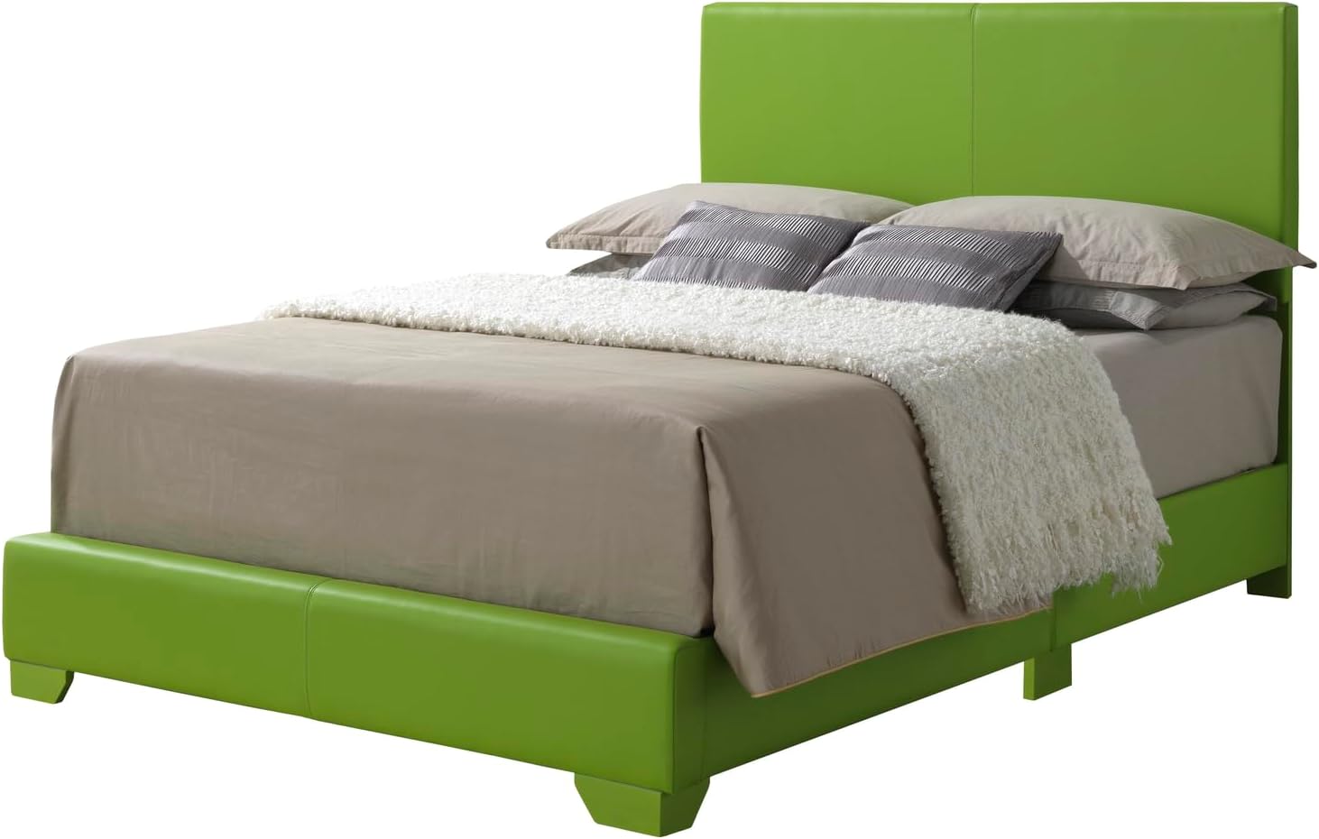 HomeStock Full Bed Frame Vintage Style, Green Bed with Wood Frame, Easy Assembly