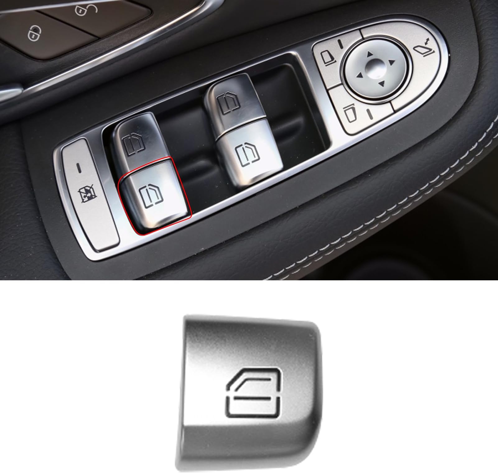 TTCR-II Interior Window Glass Lift Switch Button for Mercedes C Class W205 2015-2021 GLC Class 2016-2022, 1 Pc Rear Right Window Control Power Push Button Cover