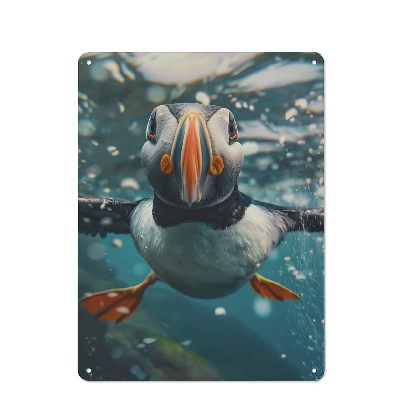 40x30cm Rustic Metal Wall Sign with Atlantic Puffin for Café Or Home Bar, A Housewarming Gift for Café-style Decor Fans