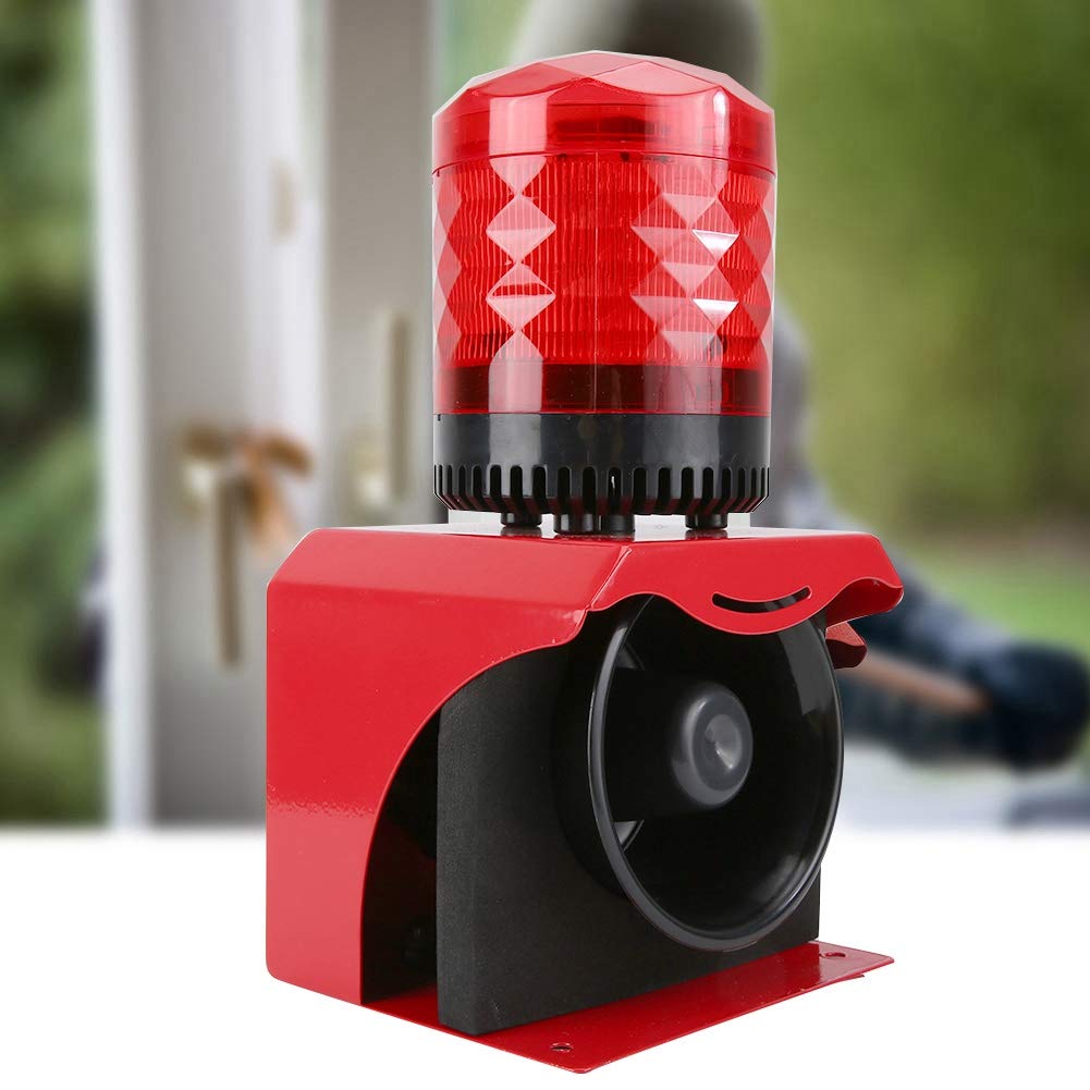 Naroote Alarma de Sirena de Bocina de Incendio Impermeable de 12-24 V con Control Remoto y USB para Uso Industrial