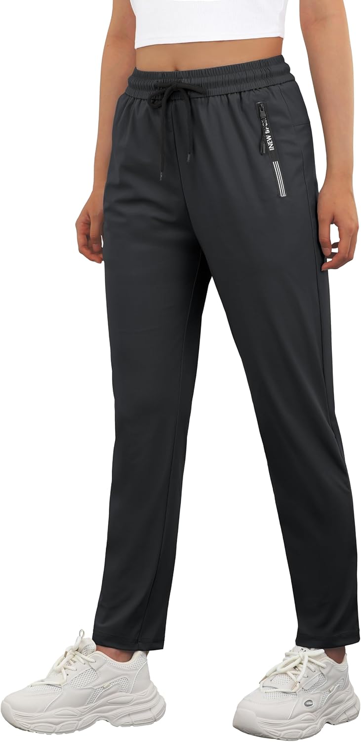 IWOLLENCE Women's Active Stretch Pants Quick Dry Breathable Athletic Comfy Fit Hiking Pant with Zipper Pockets