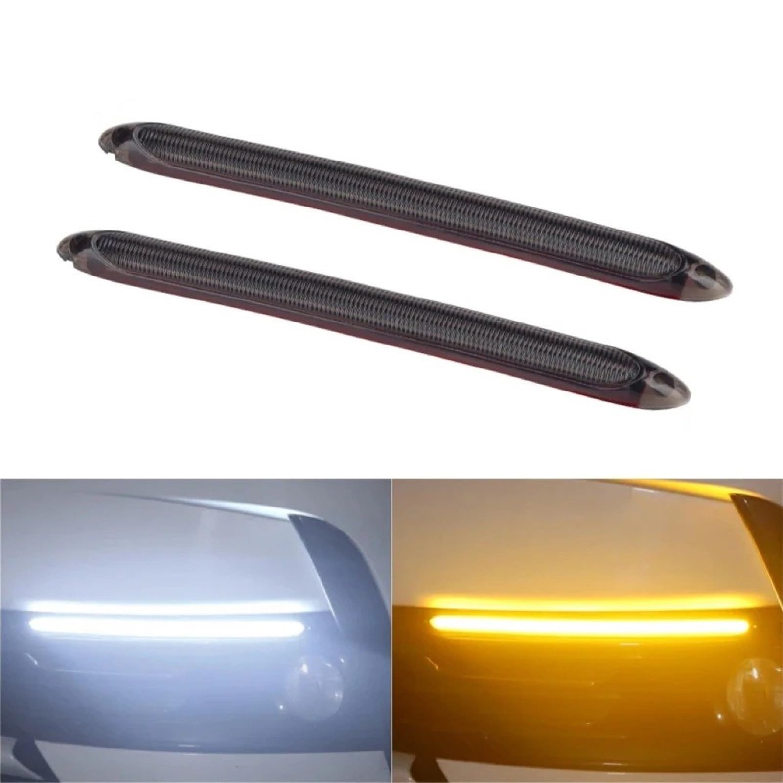 LED Specchietto Retrovisore Indicatore 2 Pezzi 12v Luci Diurne Universali Per Auto Luci Di Marcia Diurna LED Striscia Sequenziale Segnale Di Svolta Flusso Giallo(15.5CM)