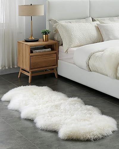 Vista 15 de HUAHOO Alfombra de oveja auténtica de alta calidad, piel de oveja australiana, esponjosa, de lujo, natural, de piel de cordero esponjosa
