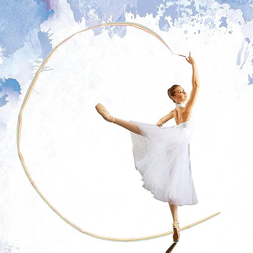 Miniatura 7 de SHX 6 piezas de cinta de gimnasia de 66 pies arco iris rítmico danza fluviales de cinta giratoria Baton para baile artístico