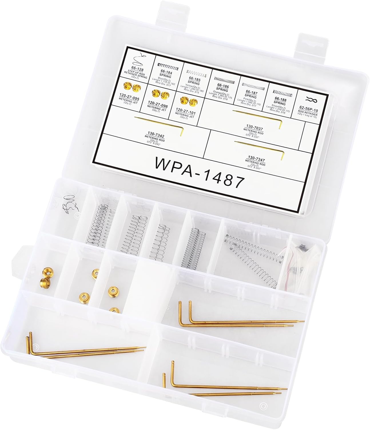 Carburetor Calibration Tuning Kit for Edelbrock CFM 1406 1405 1400 1404 1407 1408 1409 1411 WPA 1487 Carter AFB Carburetor Spring Metering Jet for 95 98 101 Rod Retainers Metering Rods